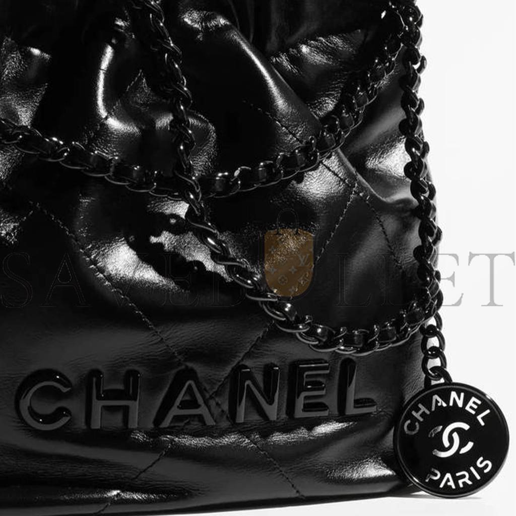 CHANEL MASTER 22 MINI BLACK HANDBAG AS3980 (20*19*6cm)